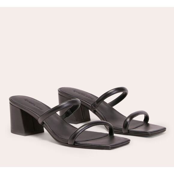 NEW Everlane The Double Strap Heel In Black Leather Size 8